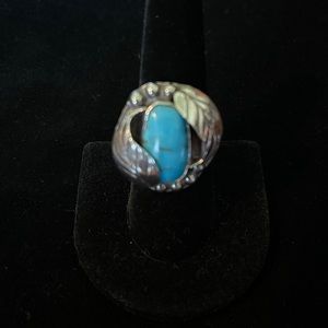 Vintage Native American Turquoise Sterling Silver Ring size 8.5
